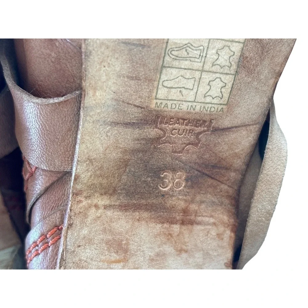Free People Boots Size 38 / 7.5 Seven Wonders Heel Ankle‎ Booties Leather Rust